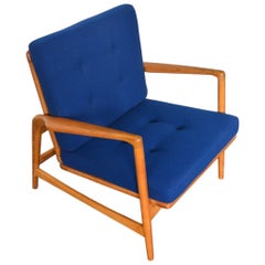 Ib Kofod Larsen Reclining Lounge Chair in Oak
