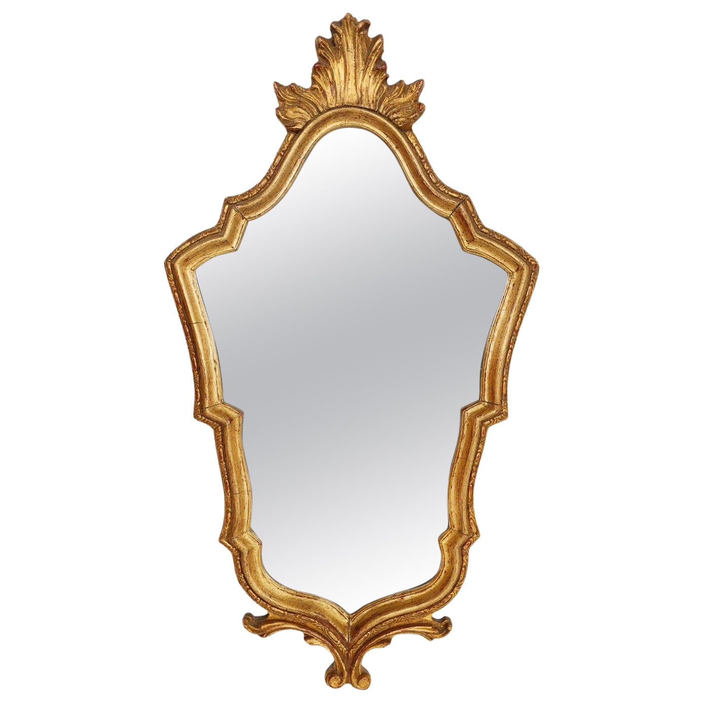 French rococo-baroque style Mirror in wood with gilded frame For Sale
