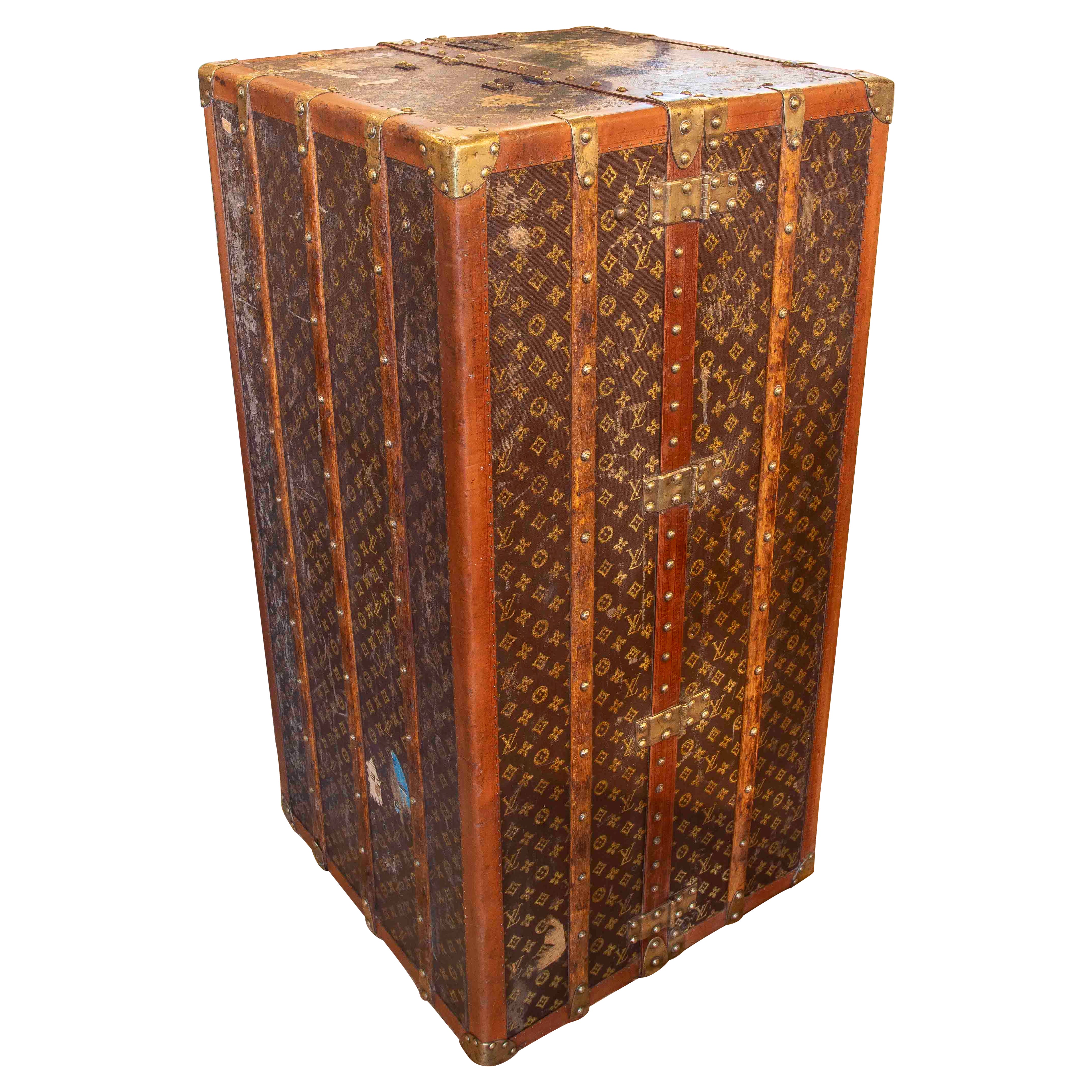 1920s Antiguo Armoire Louis Vuitton Doble Baúl Monograma Vapor Malle