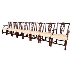 Kindel Furniture Georgian Carved Mahogany Dining Chairs, Set of Eight