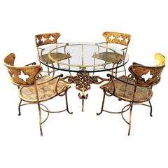 Indoor Outdoor Italian Gilt Iron Dining Set 