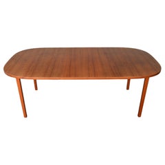 Danish Modern Oval Teak Dining Table With Two Leaves