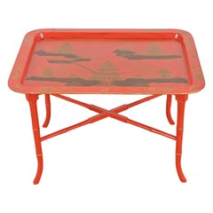 Baker Furniture Style Hollywood Regency Chinoiserie Faux Bamboo Coffee Table