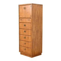 Drexel Heritage Mid-Century Hollywood Regency Campaign Walnut Lingerie Chest