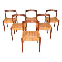 Set of Six Nanna Ditzel Model 110 Dining Chairs in Teak + Cane