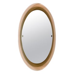 Max Ingrand Oval Light Peach and Gray Glass Framed Mirror for Fontana Arte