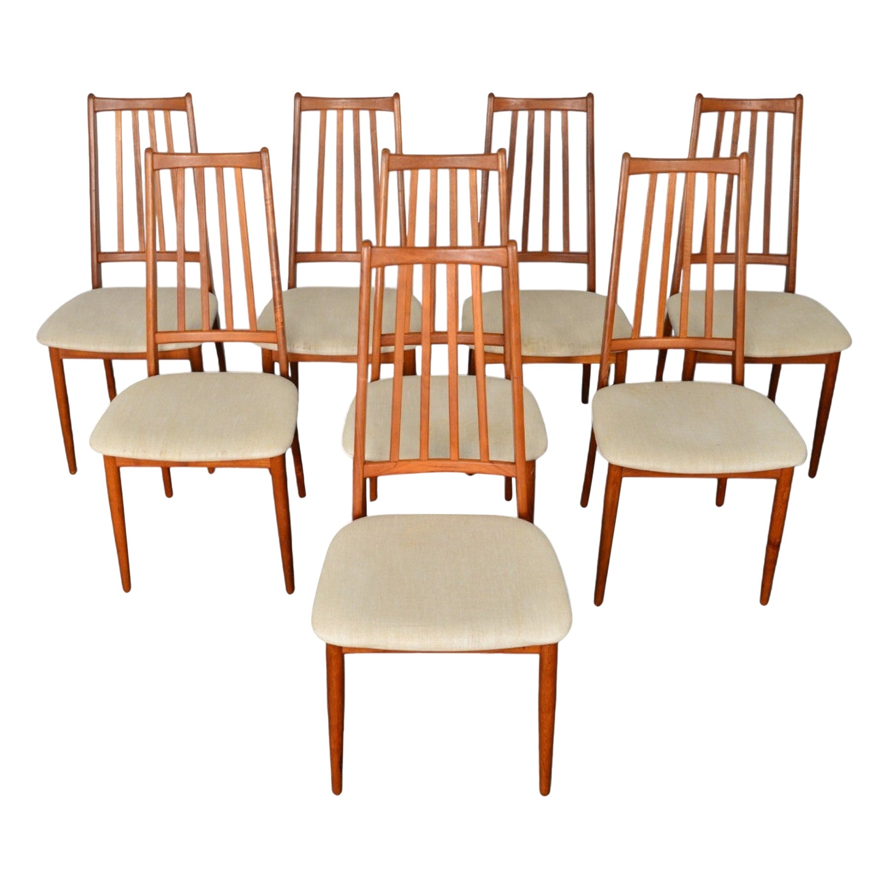Set of Eight Danish Highback Dining Chairs in Teak