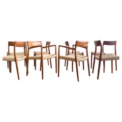Mid-Century Teak Dining Chairs #57&77 by Niels O. Møller, J. L. Moller, Set of 8