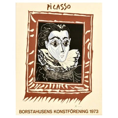 Original Vintage Art Exhibition Poster Pablo Picasso La Dame A La Collerette