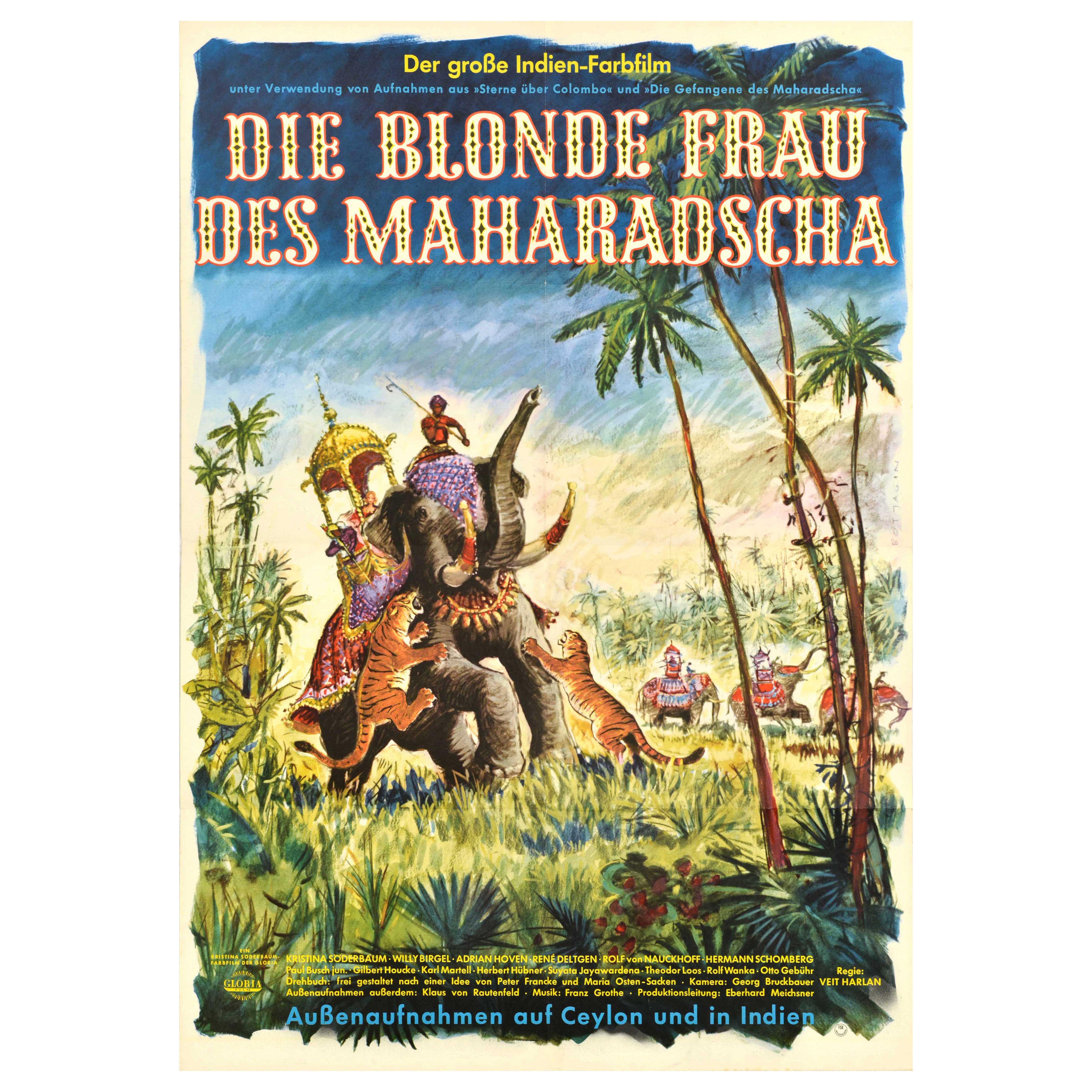 Original Vintage Movie Poster Die Blonde Frau Des Maharadscha La rubia del Maharajá