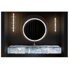 Freestanding Washbasin Solid Surface Metal Finish Backlit Customizable