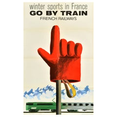 Original Vintage Travel Poster Winter Sports In France French Railways SNCF
