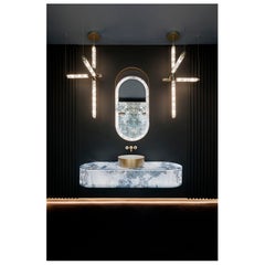 Lavabo Independiente Superficie Sólida Acabado Metálico Retroiluminado Personalizable