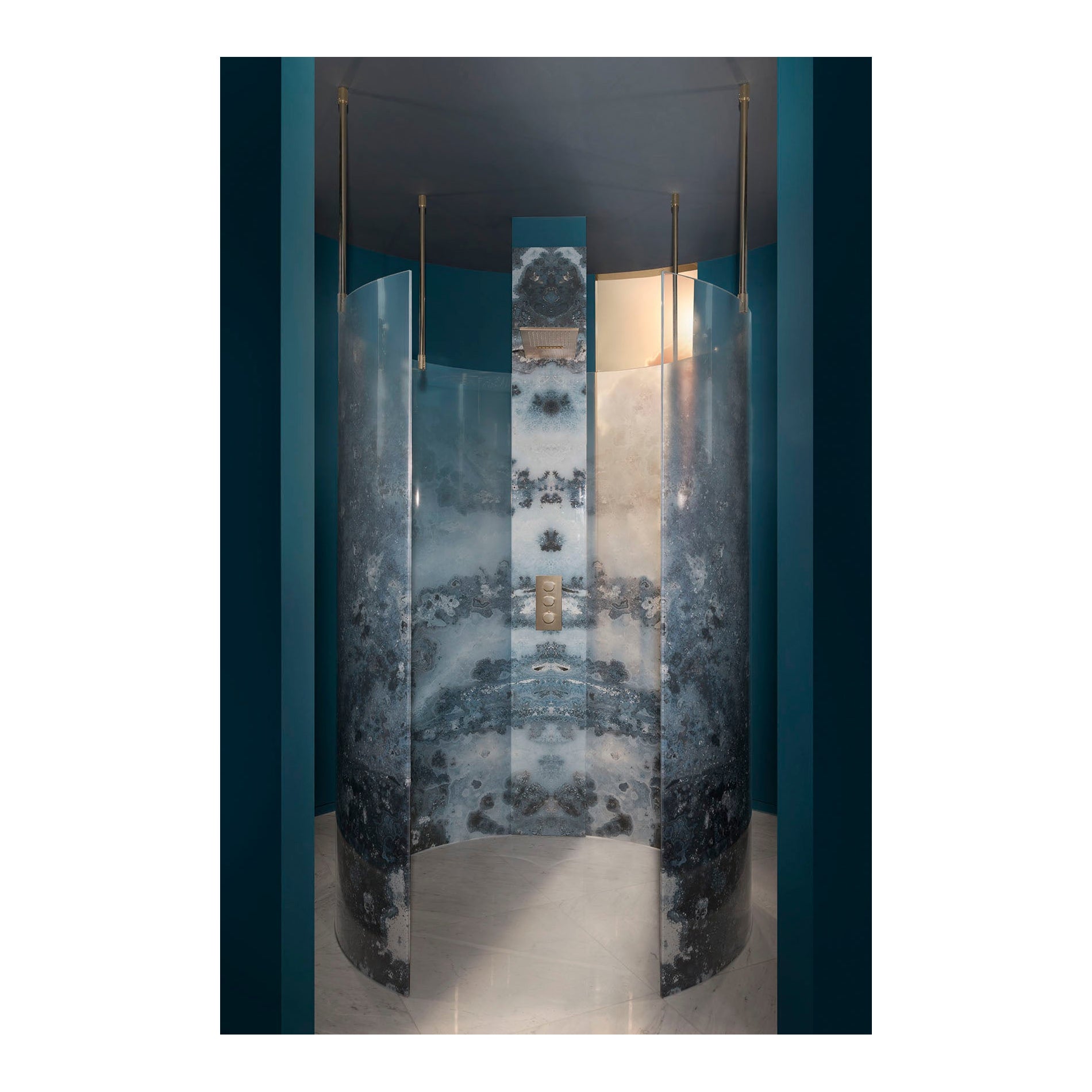 Cabine de douche Structure en verre décoratif bombé  Personnalisable