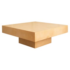 Creme Vellum "Parchemin" Square Coffee Table - Italy 1970's