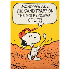 Poster Hallmark originale d'epoca Snoopy Golf Mondays Sand Trap Cartoon Dog