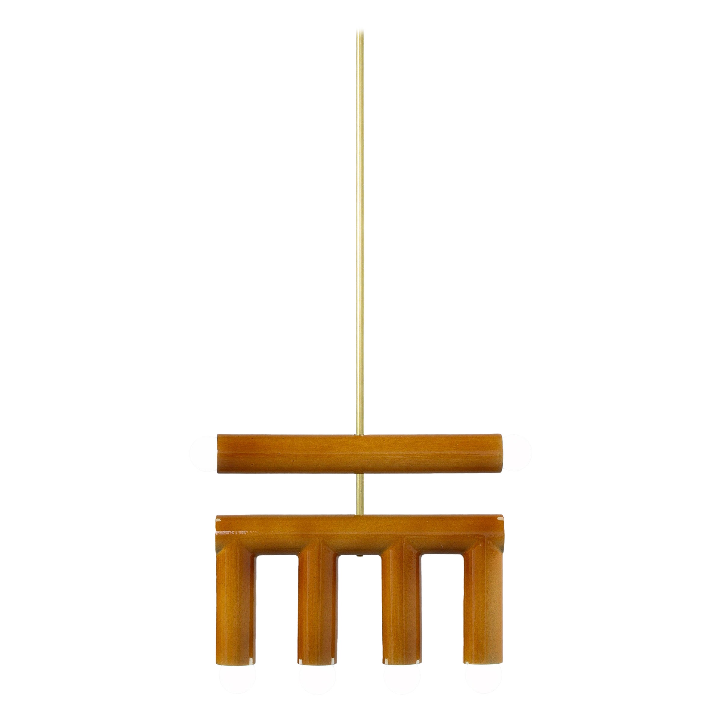 Ceramic Pendant Lamp TRN D2 ochre brass by Pani Jurek