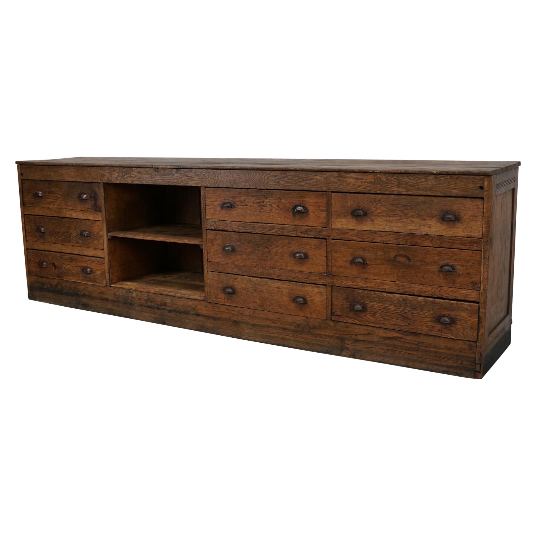 Large Vintage Dutch Oak Art Deco Shop Counter / Kitchen Island, 1930s