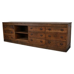 Large Vintage Dutch Oak Art Deco Shop Counter / Kitchen Island, 1930s