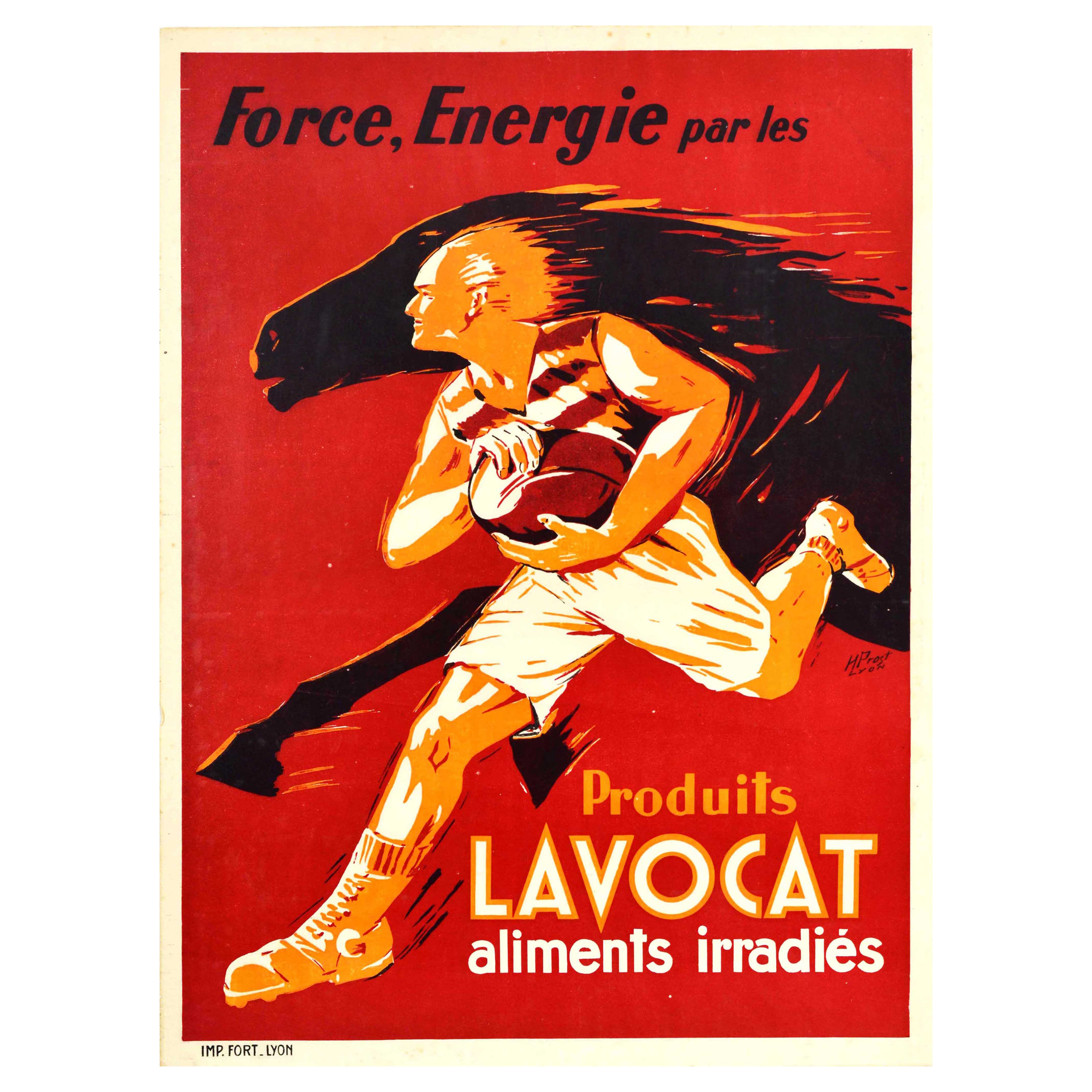Original Vintage-Werbeplakat, „Lavocat Energy Products“, Rugby, Strength, Sport