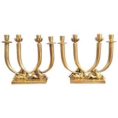 Rare Pair of Candle Holders in the Manner of Gio Ponti