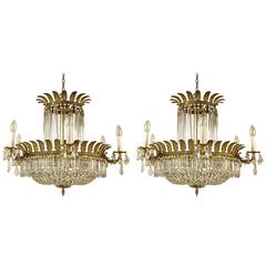Pair of Empire Style Chandeliers Attributed to Baccarat