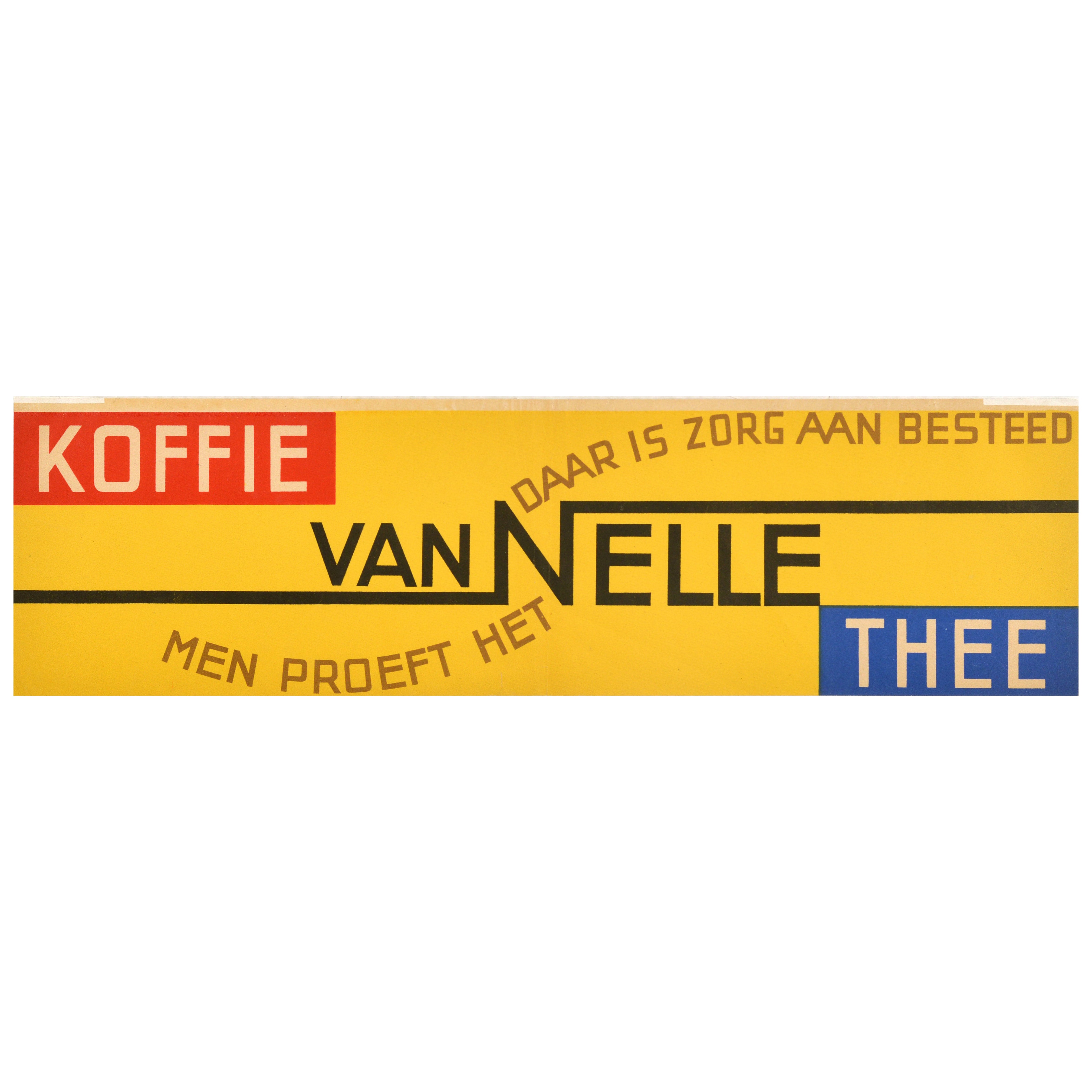 Original Vintage Drink Advertising Poster Van Nelle Coffee Tea Great Care