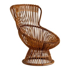 Midcentury Italian "Margherita" Wicker Armchair by Franco Albini for Bonacina