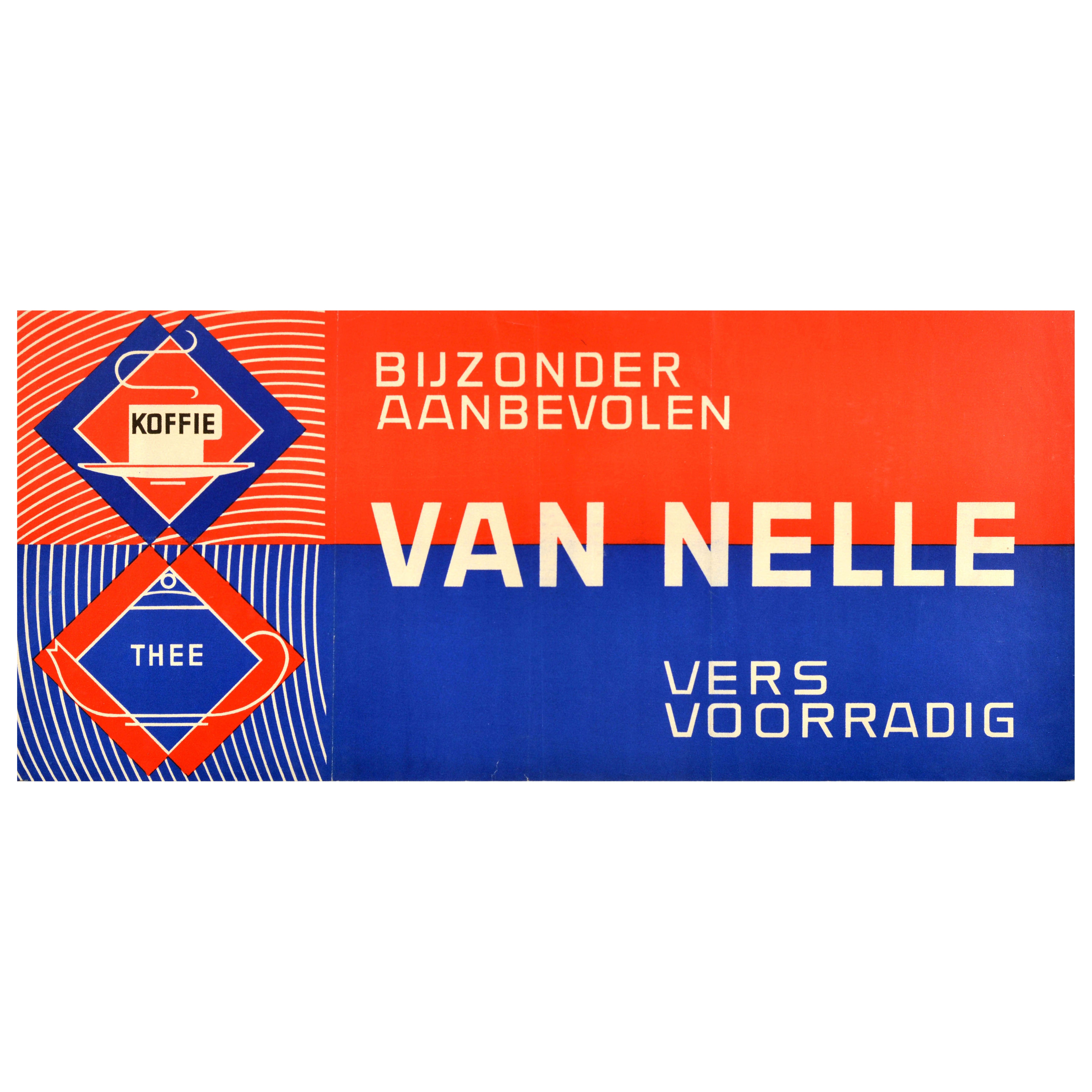 Affiche publicitaire vintage originale Van Nelle Coffee Tea Fresh, en stock