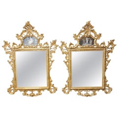 Paire de grands miroirs de palais vénitiens des années 1850