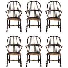 Fine Set of Six Early 19th Century Windsor Armchairs