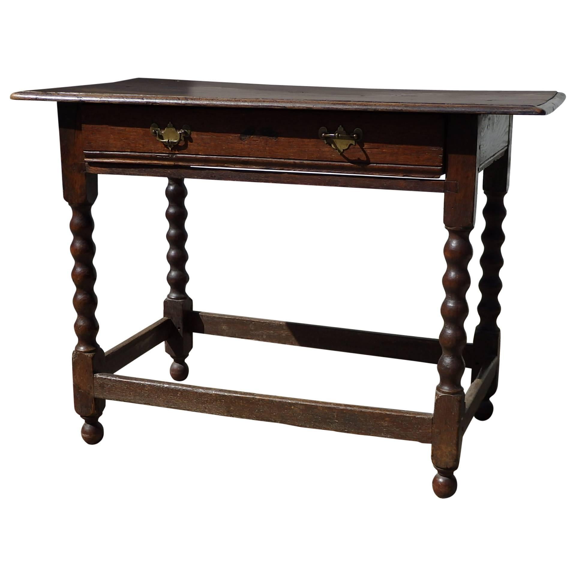 English Oak Side Table For Sale