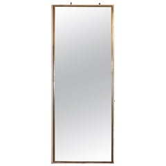 Antique Nickel Plated Brass Mirror Mounted on Cream Door
