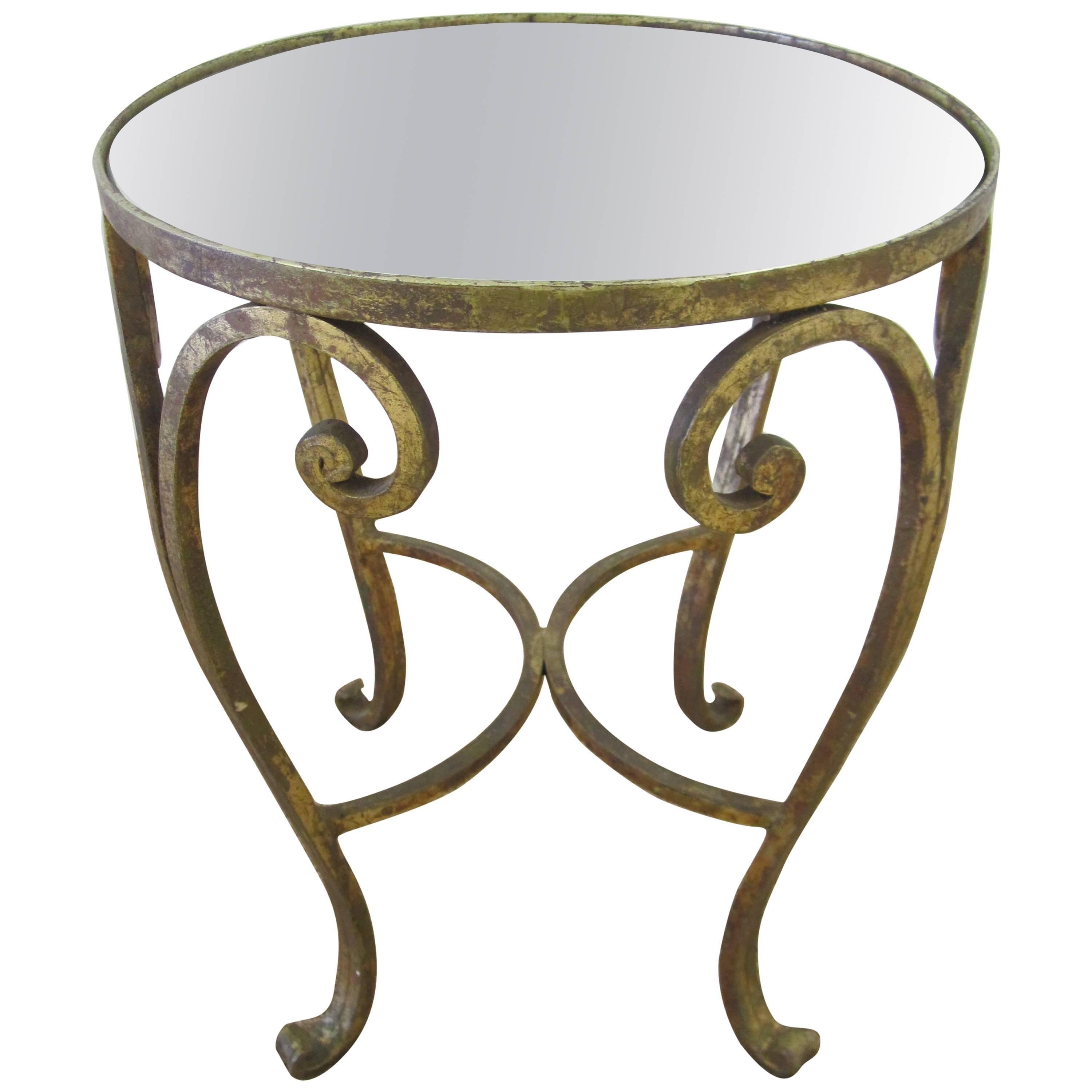 Gold Gilt and Glass Mirror Top Side or Drinks Table
