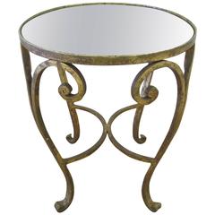 Vintage French Gold Gilt Bronze and Glass Mirror Top Side Table 5
