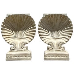Vintage Boho Gips Clamshell Esstisch Pedestals - ein Paar