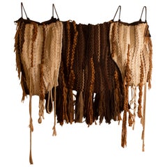 Mid Century Modern Wool Fiber Art Weaving Wall Hanging Sculpture 1970