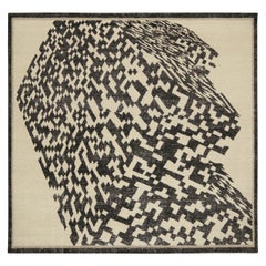 Alfombra abstracta de estilo desgastado de Rug & Kilim con estampado geométrico en blanco y negro