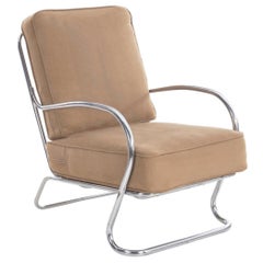 Kem Weber Tubular Chrome Lounge Chair per Lloyd Manufacturing