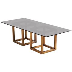 Spectacular Milo Baughman Bronze and Smoked Glass Dining Table