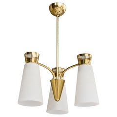 Itsu, Chandelier, Brass, Glass, Finland, 1950s