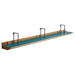 Consola de pared de diseño italiano, nogal, fórmica, hierro, Italia, años 50