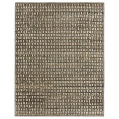 Rug & Kilim’s Block Print Rug in Brown with Cream Geometric Patterns