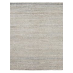 Rug & Kilim’s Textural Rug in White, Beige and Light Blue Stripes and Striae