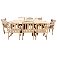 1980s Teak Patio Dining Table & 8 Chairs
