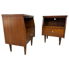 Mid-Century Modern Walnut Nightstands - Set of 2