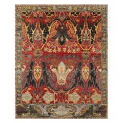 Tappeto in stile persiano Rug & Kilim in rosso, oro e nero con motivi floreali
