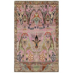 Rug & Kilim’s Persian Style Rug in Pink and Beige-Brown with Floral Patterns