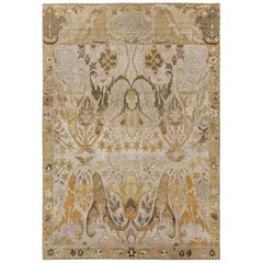 Rug & Kilim's Tapis de style persan en lavande avec motifs floraux Brown et Gold