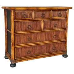 Vintage Late 20th Century British Colonial Rattan and Black Lacquered Chest by Milling R